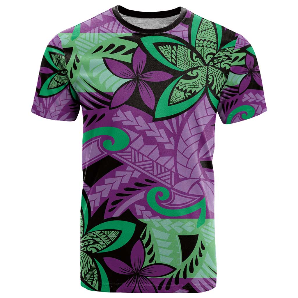 Plumeria Polynesian Pattern T Shirt Unique Fantasy Purple Green LT01 Purple - Polynesian Pride