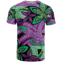 Plumeria Polynesian Pattern T Shirt Unique Fantasy Purple Green LT01 - Polynesian Pride