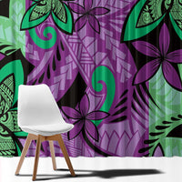 Plumeria Polynesian Pattern Window Curtain Unique Fantasy Purple Green LT01 - Polynesian Pride