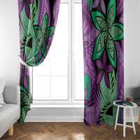 Plumeria Polynesian Pattern Window Curtain Unique Fantasy Purple Green LT01 - Polynesian Pride