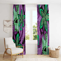 Plumeria Polynesian Pattern Window Curtain Unique Fantasy Purple Green LT01 - Polynesian Pride