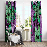 Plumeria Polynesian Pattern Window Curtain Unique Fantasy Purple Green LT01 - Polynesian Pride