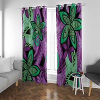 Plumeria Polynesian Pattern Window Curtain Unique Fantasy Purple Green LT01 With Grommets Purple - Polynesian Pride