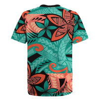 Plumeria Polynesian Pattern Rugby Jersey Unique Fantasy Teal Orange LT01 - Polynesian Pride
