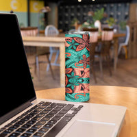 Plumeria Polynesian Pattern Skinny Tumbler Unique Fantasy Teal Orange LT01 - Polynesian Pride