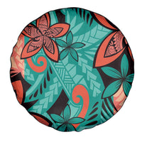 Plumeria Polynesian Pattern Spare Tire Cover Unique Fantasy Teal Orange LT01 - Polynesian Pride