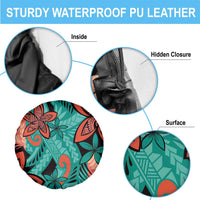 Plumeria Polynesian Pattern Spare Tire Cover Unique Fantasy Teal Orange LT01 - Polynesian Pride