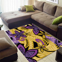 Plumeria Polynesian Pattern Area Rug Unique Fantasy Yellow Purple LT01 - Polynesian Pride