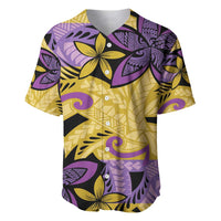 Plumeria Polynesian Pattern Baseball Jersey Unique Fantasy Yellow Purple LT01 Yellow - Polynesian Pride