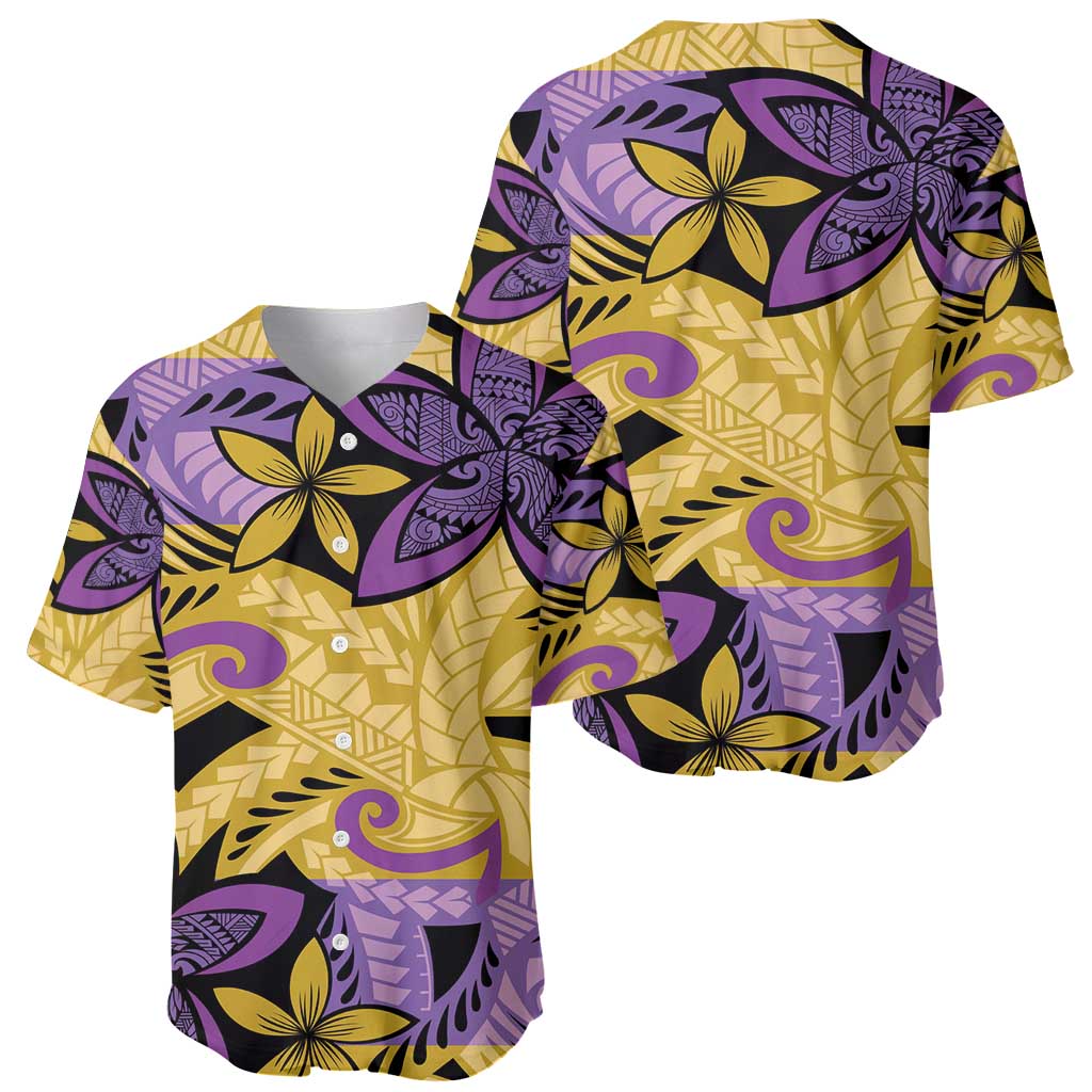 Plumeria Polynesian Pattern Baseball Jersey Unique Fantasy Yellow Purple LT01 - Polynesian Pride