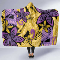 Plumeria Polynesian Pattern Hooded Blanket Unique Fantasy Yellow Purple LT01 One Size Yellow - Polynesian Pride