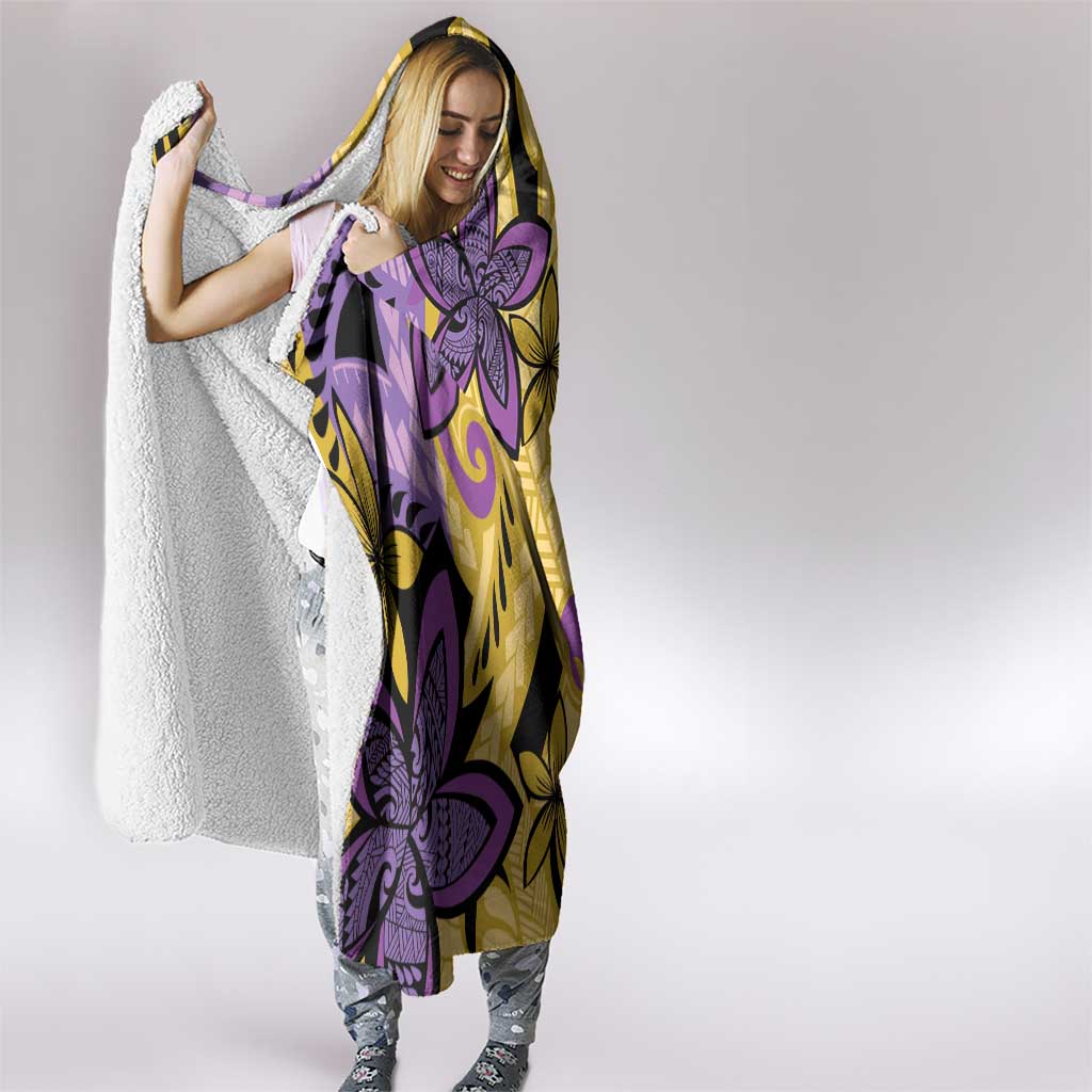 Plumeria Polynesian Pattern Hooded Blanket Unique Fantasy Yellow Purple LT01 - Polynesian Pride