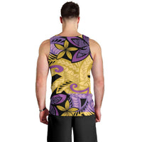 Plumeria Polynesian Pattern Men Tank Top Unique Fantasy Yellow Purple LT01 - Polynesian Pride