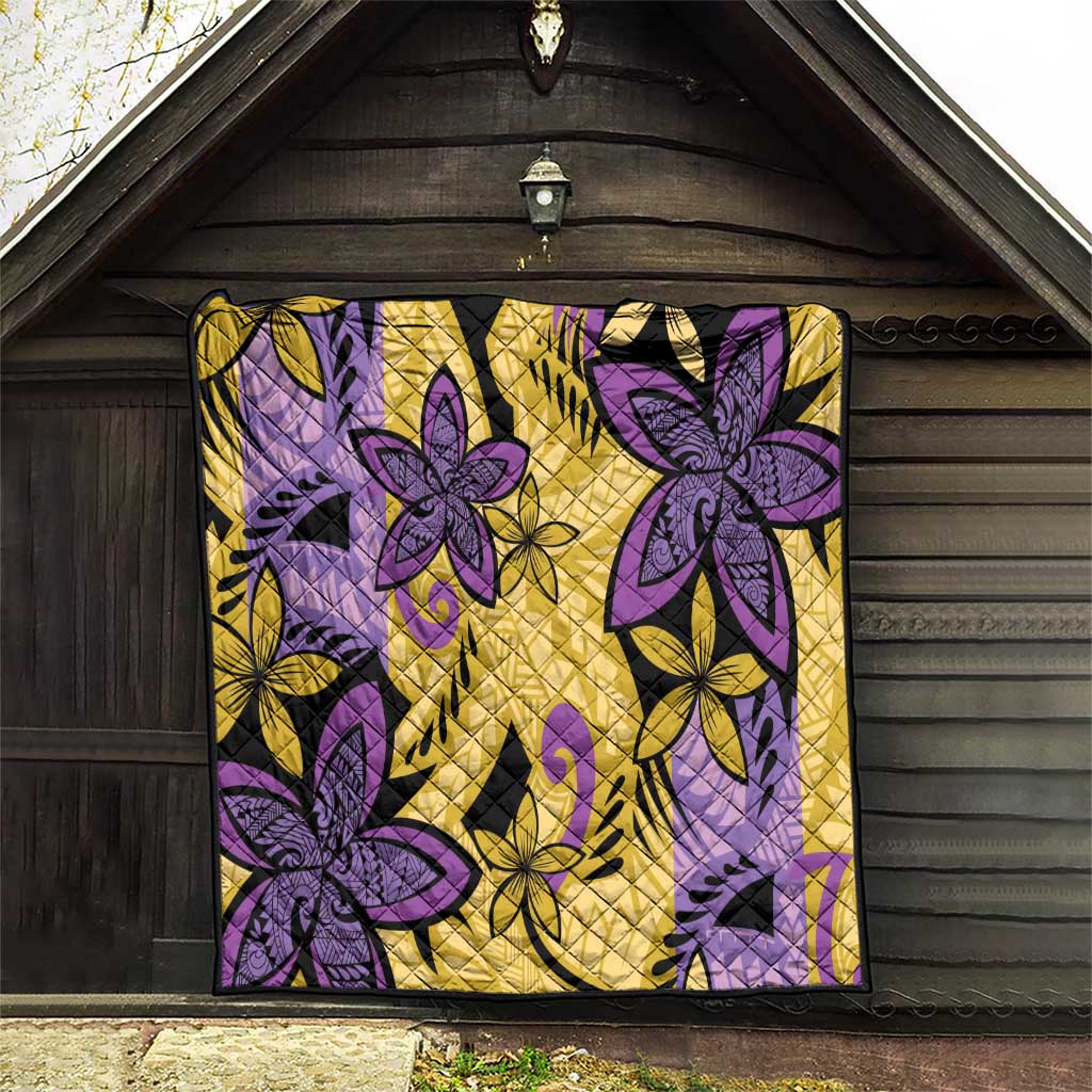 Plumeria Polynesian Pattern Quilt Unique Fantasy Yellow Purple LT01 - Polynesian Pride