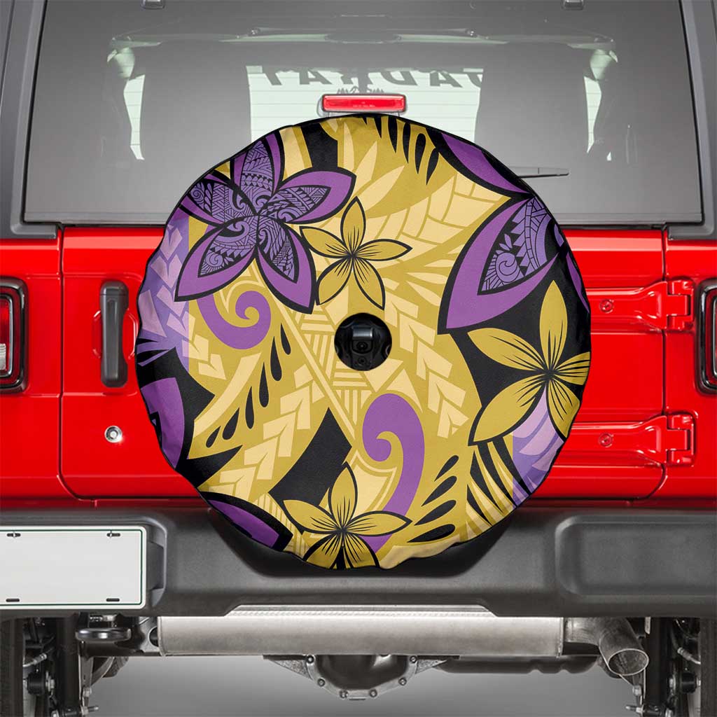 Plumeria Polynesian Pattern Spare Tire Cover Unique Fantasy Yellow Purple LT01 - Polynesian Pride