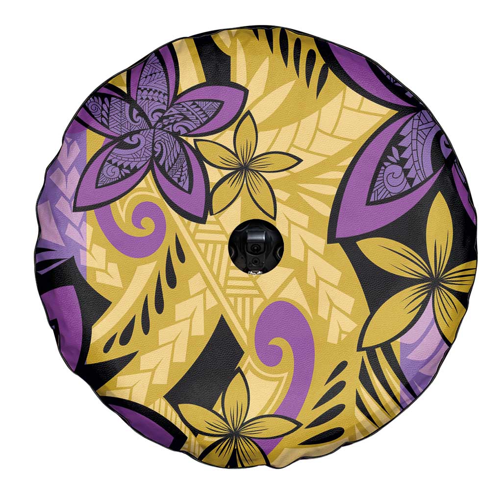 Plumeria Polynesian Pattern Spare Tire Cover Unique Fantasy Yellow Purple LT01 - Polynesian Pride