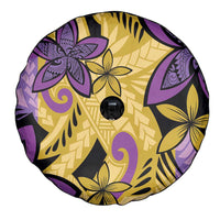 Plumeria Polynesian Pattern Spare Tire Cover Unique Fantasy Yellow Purple LT01 - Polynesian Pride