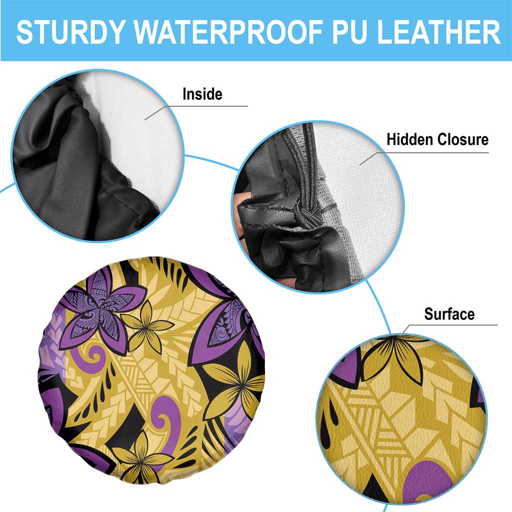Plumeria Polynesian Pattern Spare Tire Cover Unique Fantasy Yellow Purple LT01 - Polynesian Pride