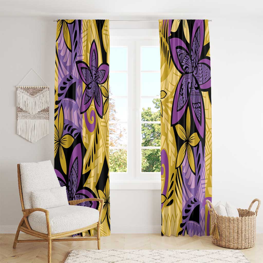 Plumeria Polynesian Pattern Window Curtain Unique Fantasy Yellow Purple LT01 - Polynesian Pride