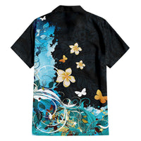 Blue Grunge Polynesian Pattern Hawaiian Shirt Plumeria Floral LT01 - Polynesian Pride
