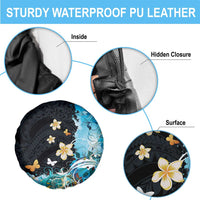 Blue Grunge Polynesian Pattern Spare Tire Cover Plumeria Floral LT01 - Polynesian Pride