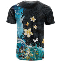 Blue Grunge Polynesian Pattern T Shirt Plumeria Floral LT01 - Polynesian Pride