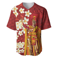Hawaii King Kamehameha Baseball Jersey Plumeria Lauhala Pattern LT01 Red - Polynesian Pride