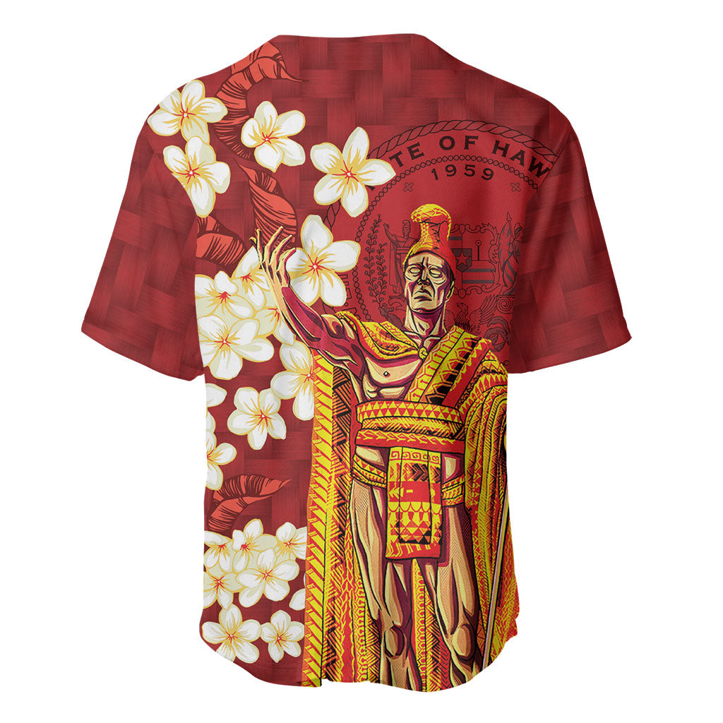 Hawaii King Kamehameha Baseball Jersey Plumeria Lauhala Pattern LT01 - Polynesian Pride