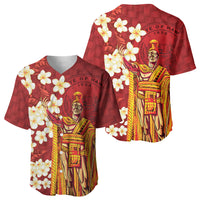 Hawaii King Kamehameha Baseball Jersey Plumeria Lauhala Pattern LT01 - Polynesian Pride