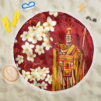 Hawaii King Kamehameha Beach Blanket Plumeria Lauhala Pattern LT01 One Size 150cm Red - Polynesian Pride