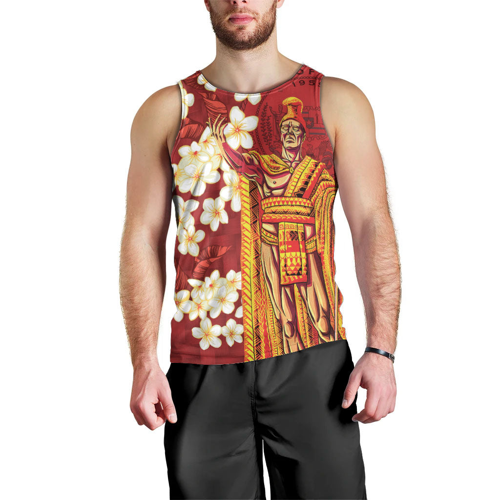 Hawaii King Kamehameha Men Tank Top Plumeria Lauhala Pattern LT01 - Polynesian Pride