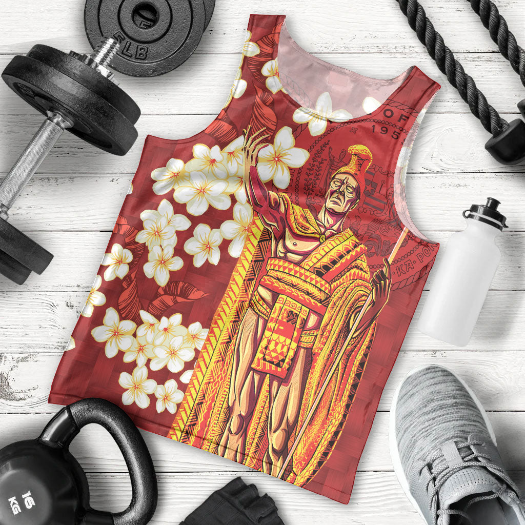 Hawaii King Kamehameha Men Tank Top Plumeria Lauhala Pattern LT01 - Polynesian Pride