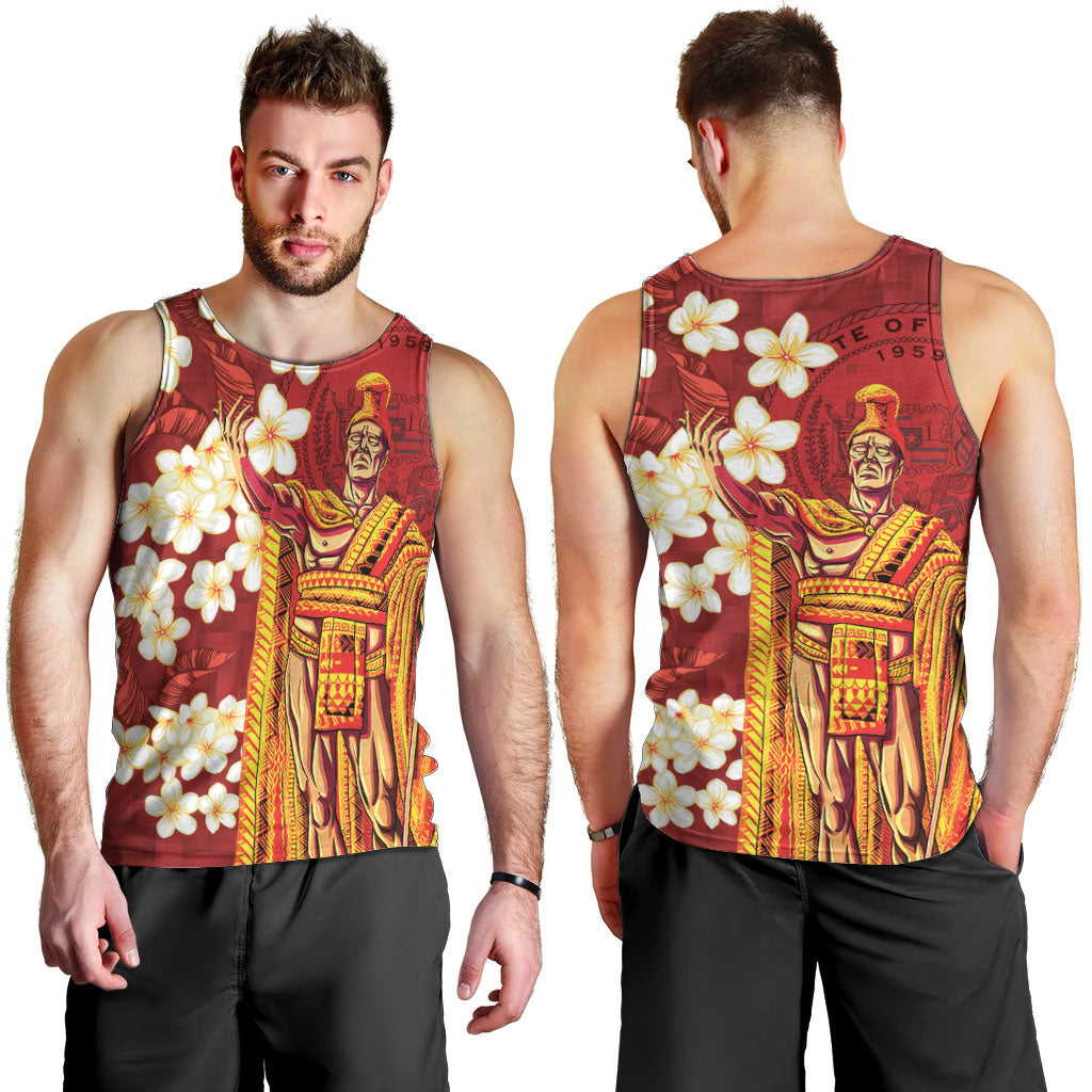 Hawaii King Kamehameha Men Tank Top Plumeria Lauhala Pattern LT01 - Polynesian Pride