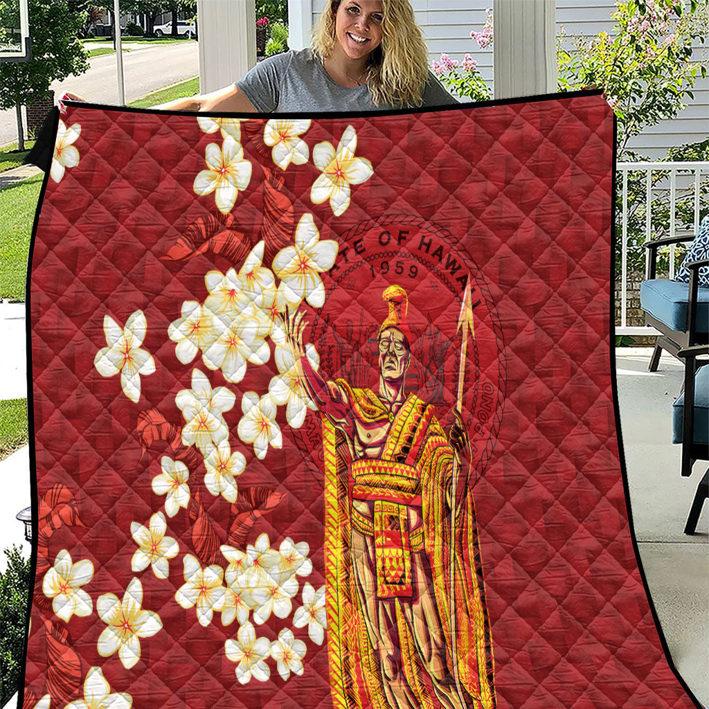 Hawaii King Kamehameha Quilt Plumeria Lauhala Pattern LT01 Red - Polynesian Pride