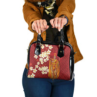 Hawaii King Kamehameha Shoulder Handbag Plumeria Lauhala Pattern LT01 One Size Red - Polynesian Pride