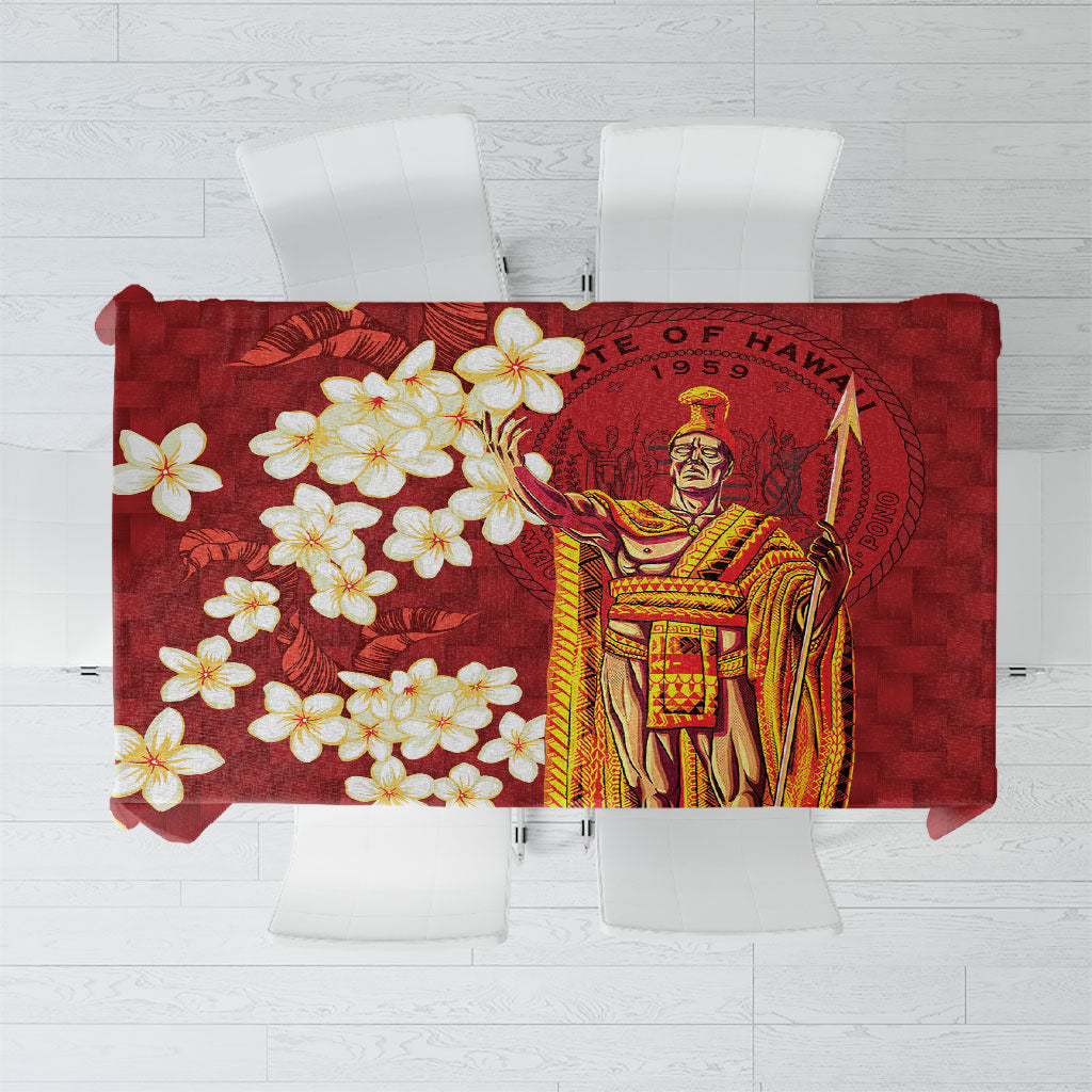Hawaii King Kamehameha Tablecloth Plumeria Lauhala Pattern LT01 Red - Polynesian Pride