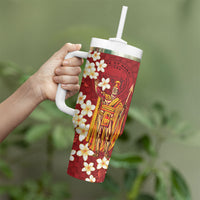 Hawaii King Kamehameha Tumbler With Handle Plumeria Lauhala Pattern LT01 - Polynesian Pride