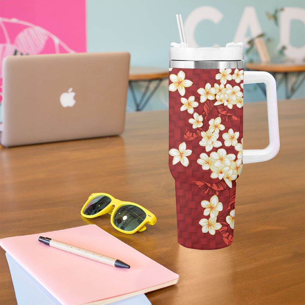 Hawaii King Kamehameha Tumbler With Handle Plumeria Lauhala Pattern LT01 - Polynesian Pride