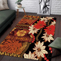 Hawaii Christmas Poinsettia Lei Area Rug Tapa Pattern LT01 Brown - Polynesian Pride
