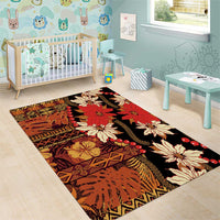 Hawaii Christmas Poinsettia Lei Area Rug Tapa Pattern LT01 - Polynesian Pride
