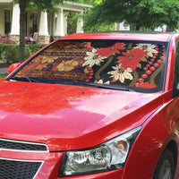 Hawaii Christmas Poinsettia Lei Auto Sun Shade Tapa Pattern LT01 - Polynesian Pride