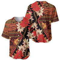 Hawaii Christmas Poinsettia Lei Baseball Jersey Tapa Pattern LT01 - Polynesian Pride