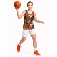 Hawaii Christmas Poinsettia Lei Basketball Jersey Tapa Pattern LT01 - Polynesian Pride