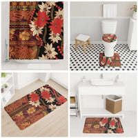 Hawaii Christmas Poinsettia Lei Bathroom Set Tapa Pattern LT01 - Polynesian Pride