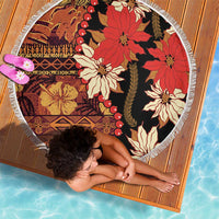 Hawaii Christmas Poinsettia Lei Beach Blanket Tapa Pattern LT01 - Polynesian Pride