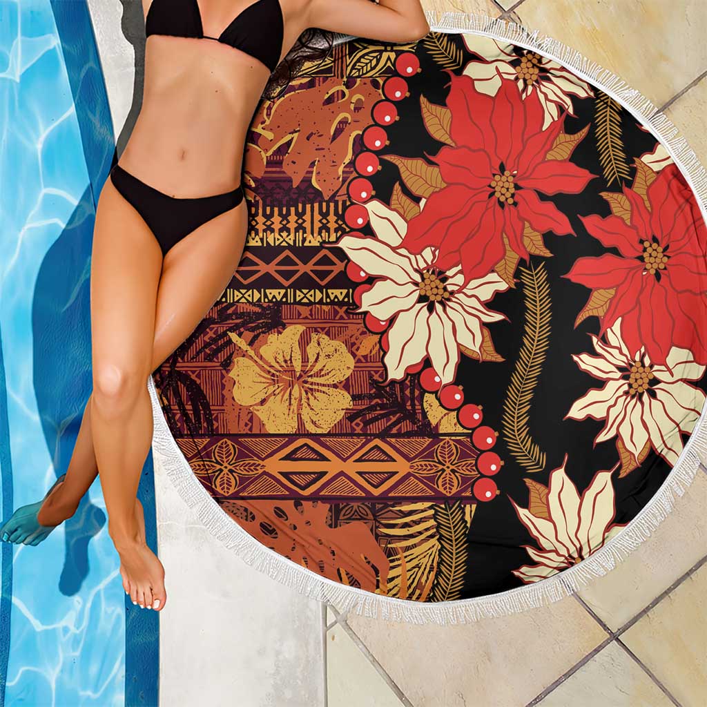 Hawaii Christmas Poinsettia Lei Beach Blanket Tapa Pattern LT01 - Polynesian Pride