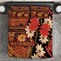 Hawaii Christmas Poinsettia Lei Bedding Set Tapa Pattern LT01 Brown - Polynesian Pride