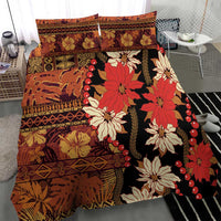 Hawaii Christmas Poinsettia Lei Bedding Set Tapa Pattern LT01 - Polynesian Pride