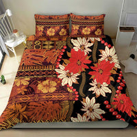 Hawaii Christmas Poinsettia Lei Bedding Set Tapa Pattern LT01 - Polynesian Pride