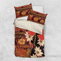 Hawaii Christmas Poinsettia Lei Bedding Set Tapa Pattern LT01 US Twin 172cm x 218cm Brown - Polynesian Pride